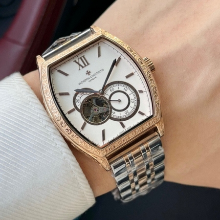 TW出品 江诗丹顿（Vacheron Constantin)马耳他系列全自动机械男士腕表 酒桶型镂空飞轮款